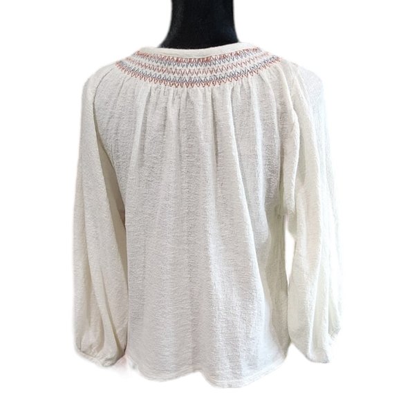 Madewell Superlight Jacquard Embroidered Smocked Top Organic Cotton XS - Picture 7 of 11